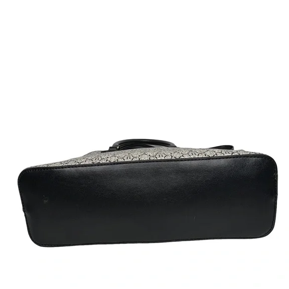 Nanette Lepore Gray Black Logo Print Zip Top Dome Satchel Crossbody Bag - Picture 6 of 13